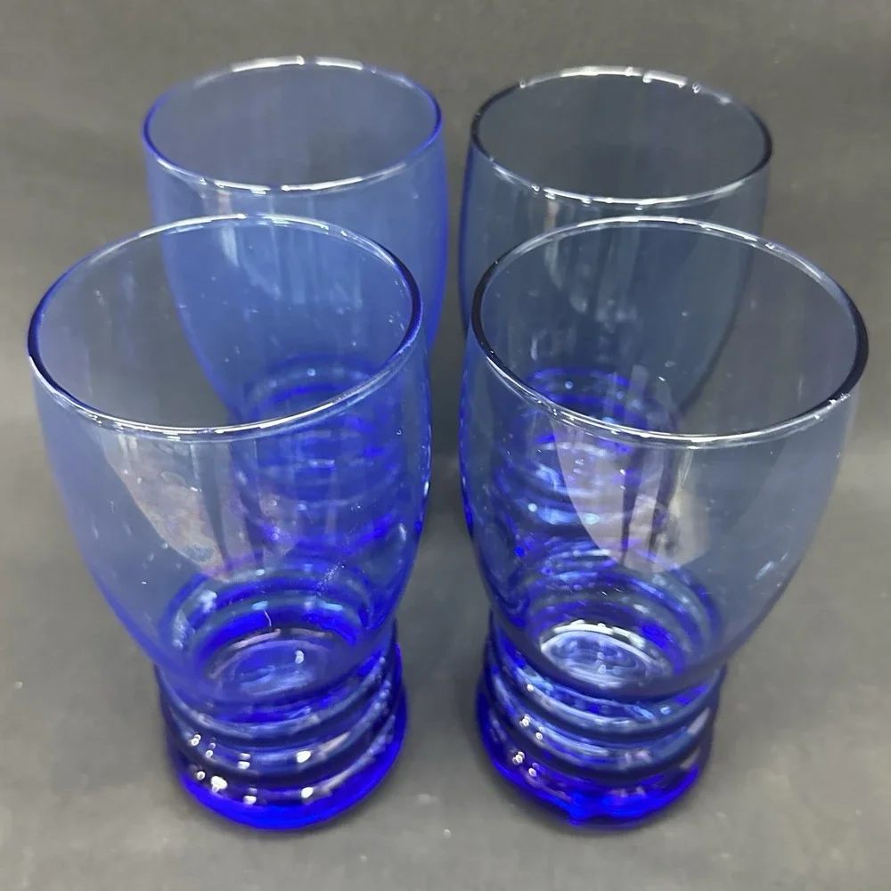 Libbey 'Bangles - Cobalt Blue' 16 Oz Cooler, Discontinued Piece, Set of 4, VTG